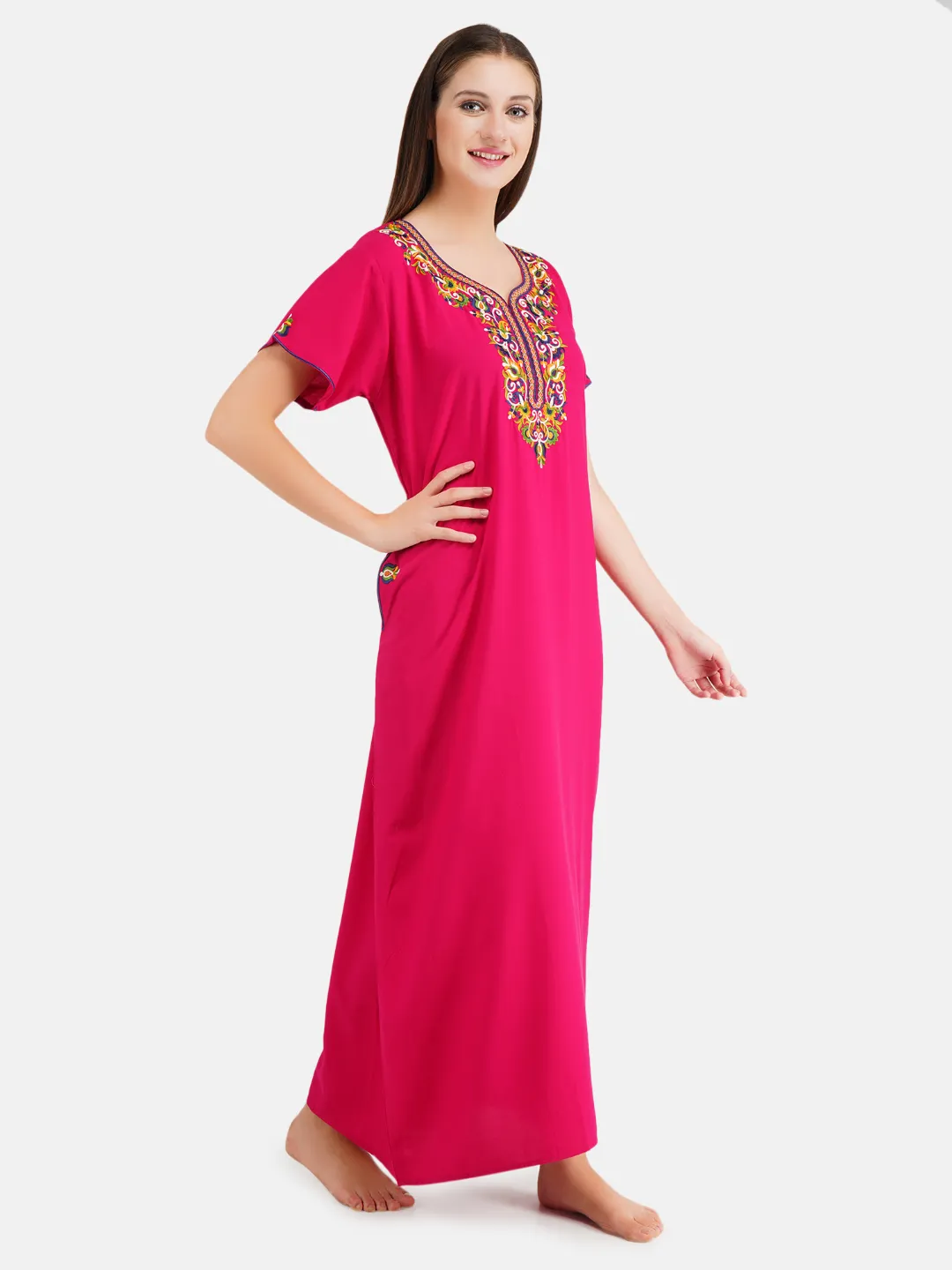 Paan shaped Embroidery Nightgown