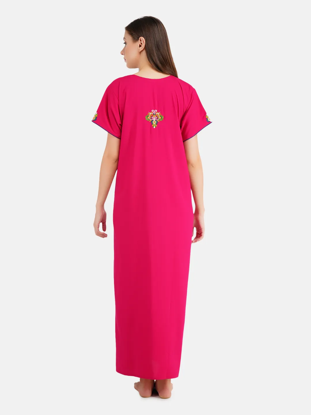 Paan shaped Embroidery Nightgown
