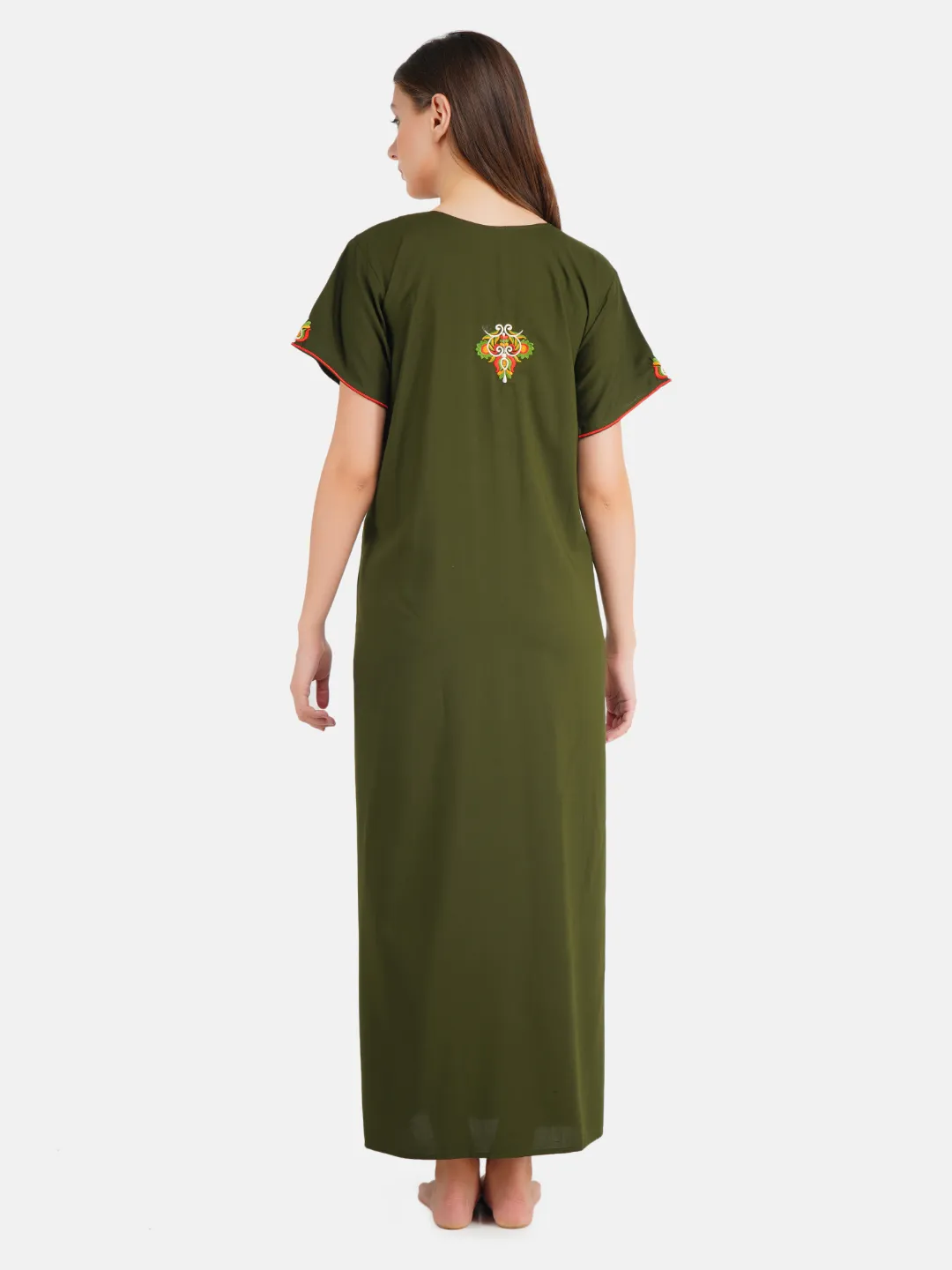 Paan shaped Embroidery Nightgown