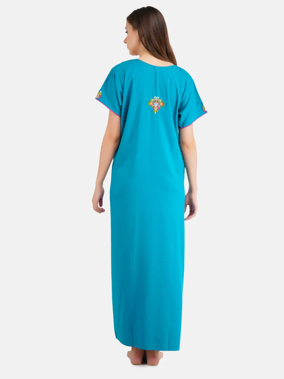Paan shaped Embroidery Nightgown
