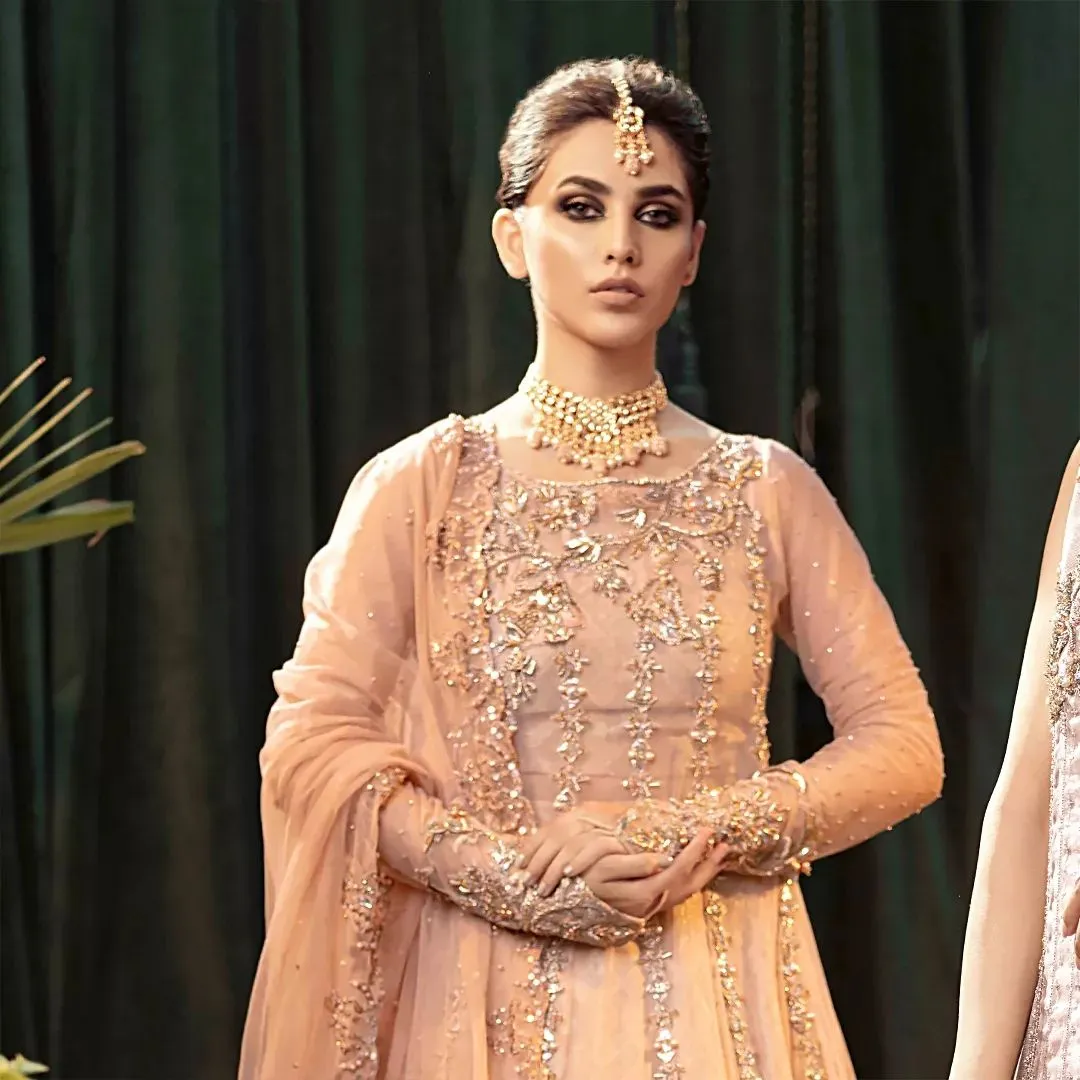 Pakistani Wedding Dress in Lehenga Gown Dupatta Style