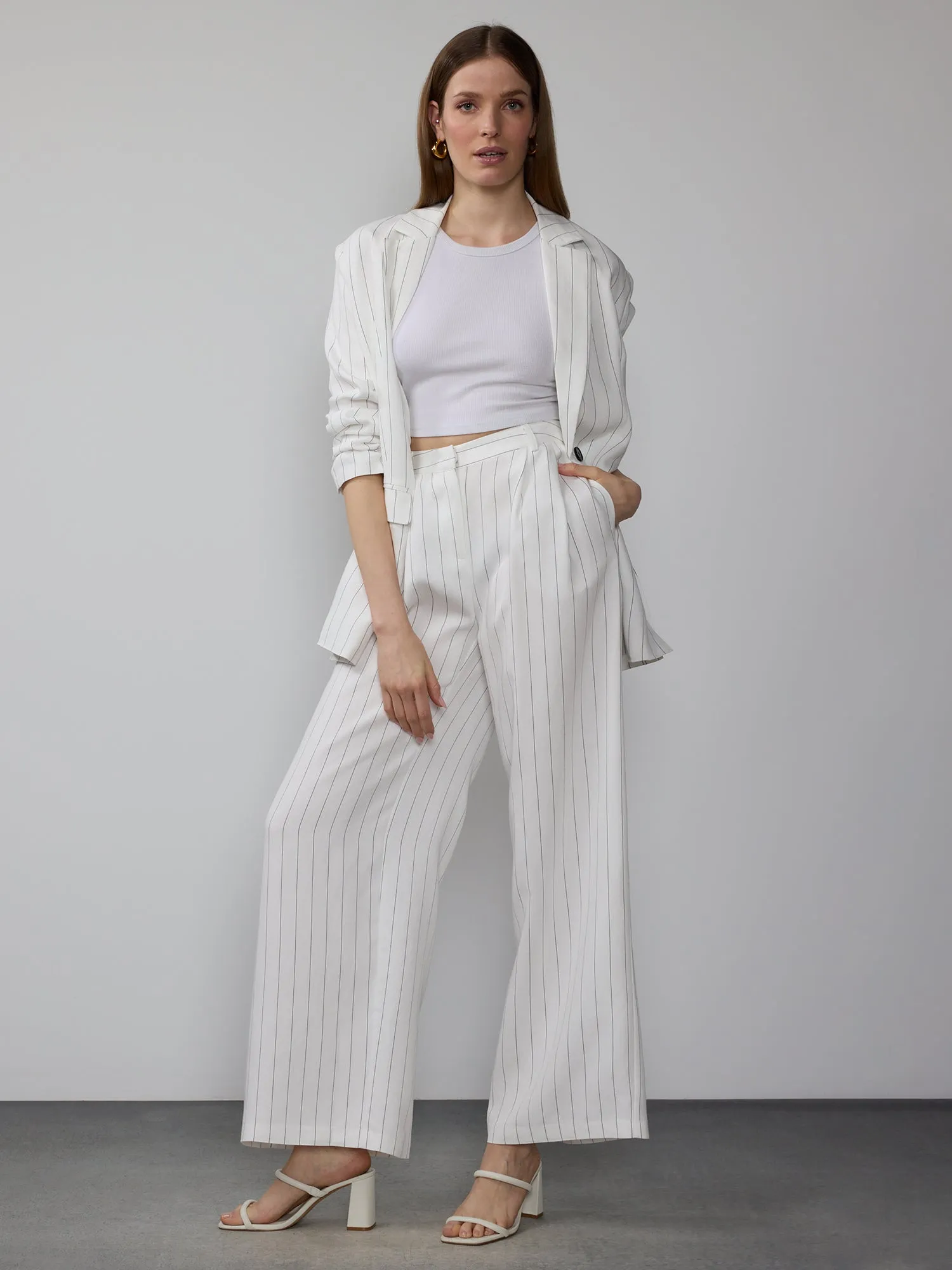 Pin Stripe Wide Leg Pant