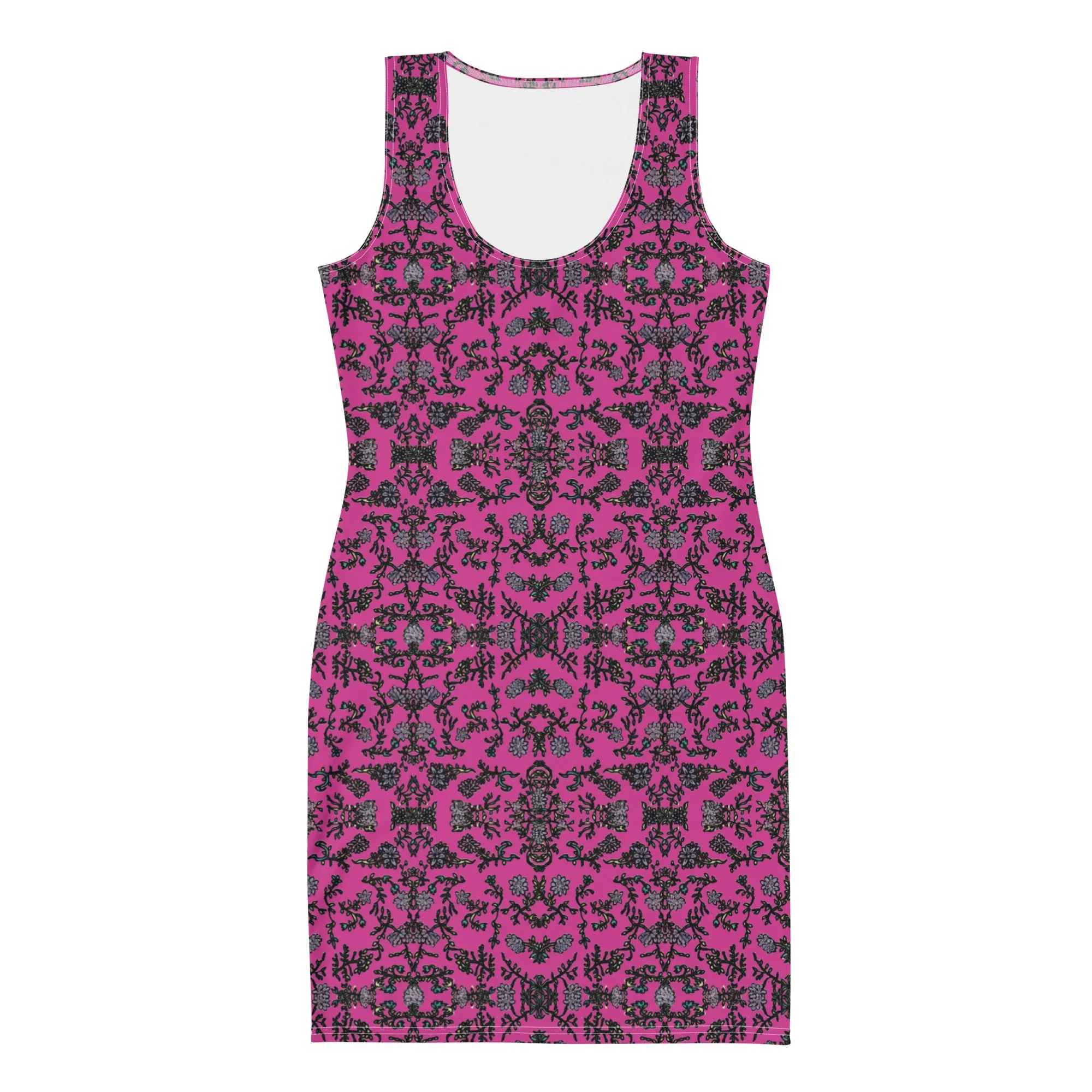 Pink Floral Print Sleeveless Dress, Flower Print Elegant Women's Long Comfy Causal Dress- Made in USA/EU/MX
