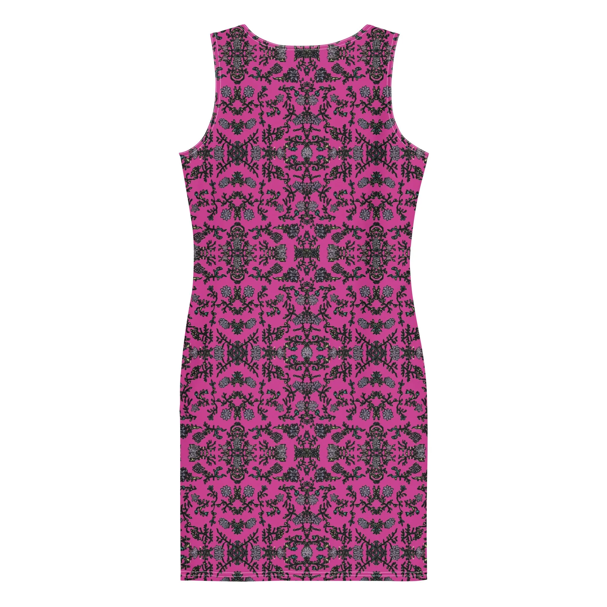 Pink Floral Print Sleeveless Dress, Flower Print Elegant Women's Long Comfy Causal Dress- Made in USA/EU/MX