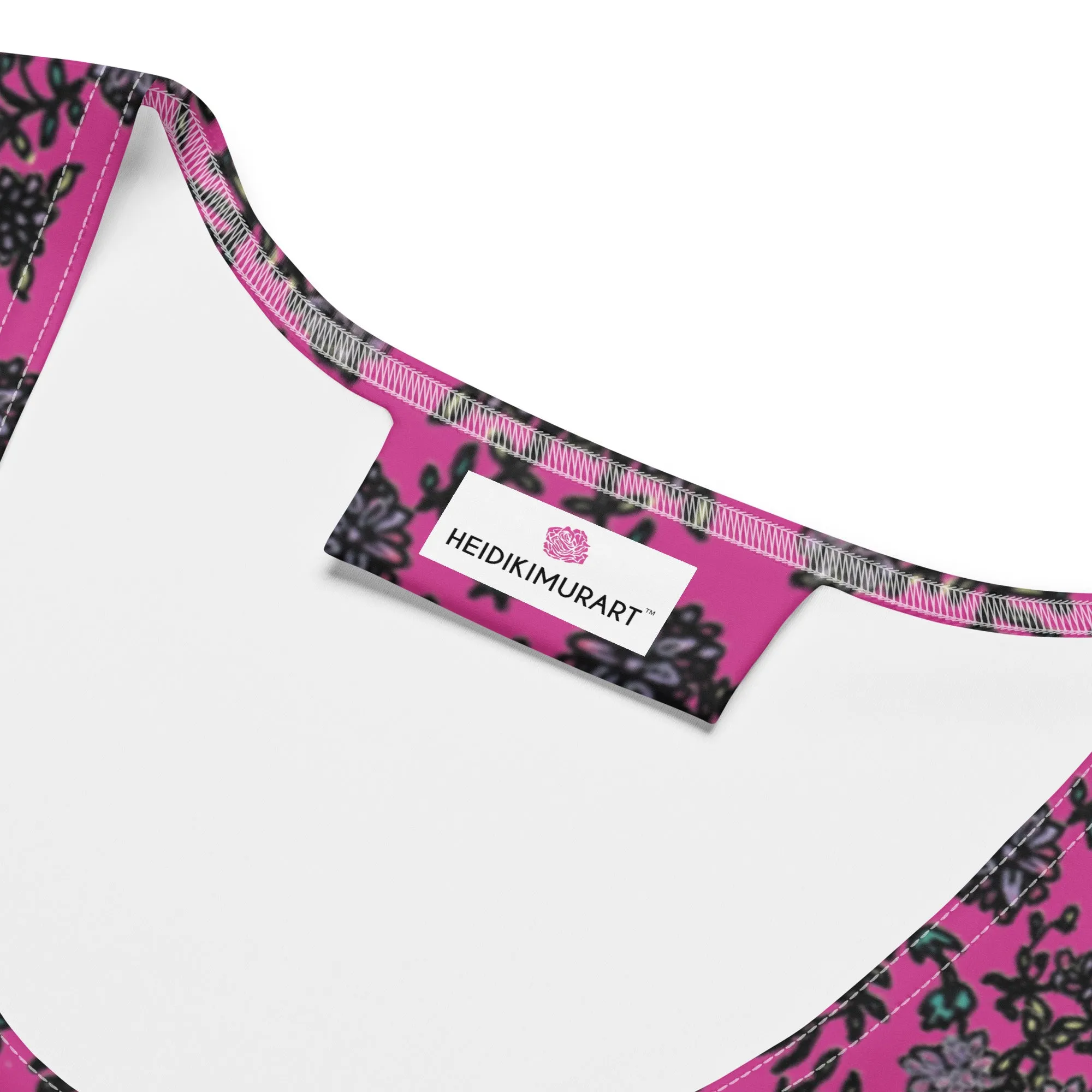 Pink Floral Print Sleeveless Dress, Flower Print Elegant Women's Long Comfy Causal Dress- Made in USA/EU/MX