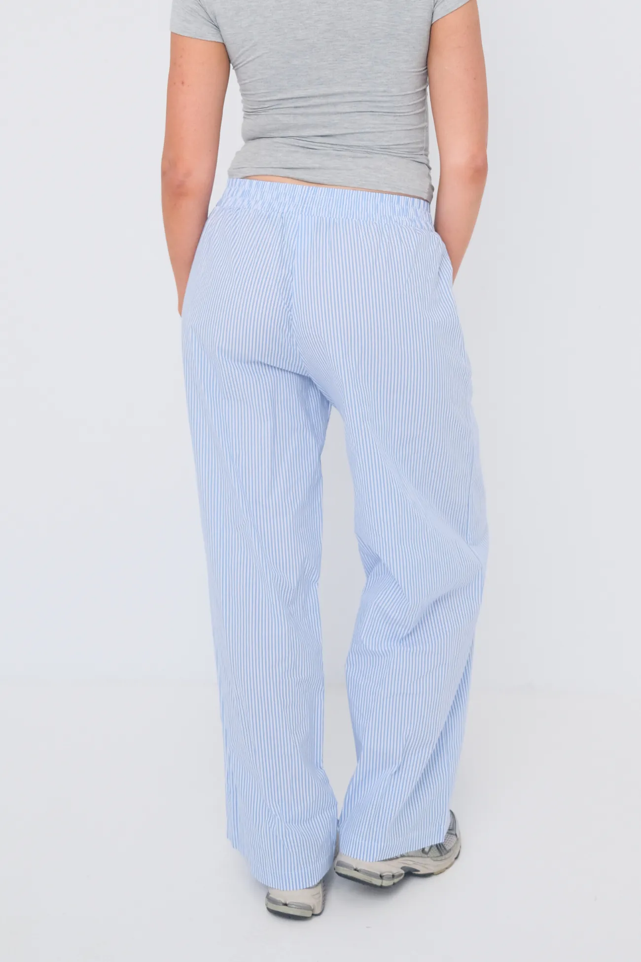 Pinstripe Pants - Light Blue/White