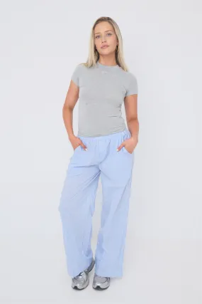 Pinstripe Pants - Light Blue/White