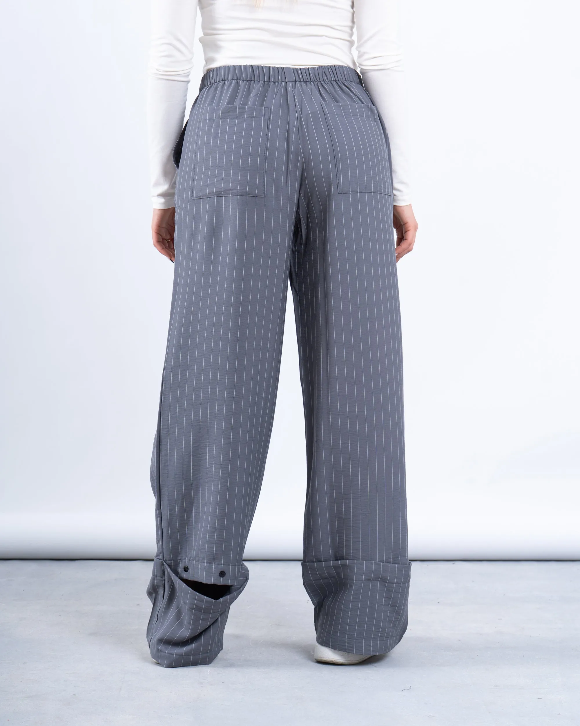 Pinstripe Wide-Leg Pants