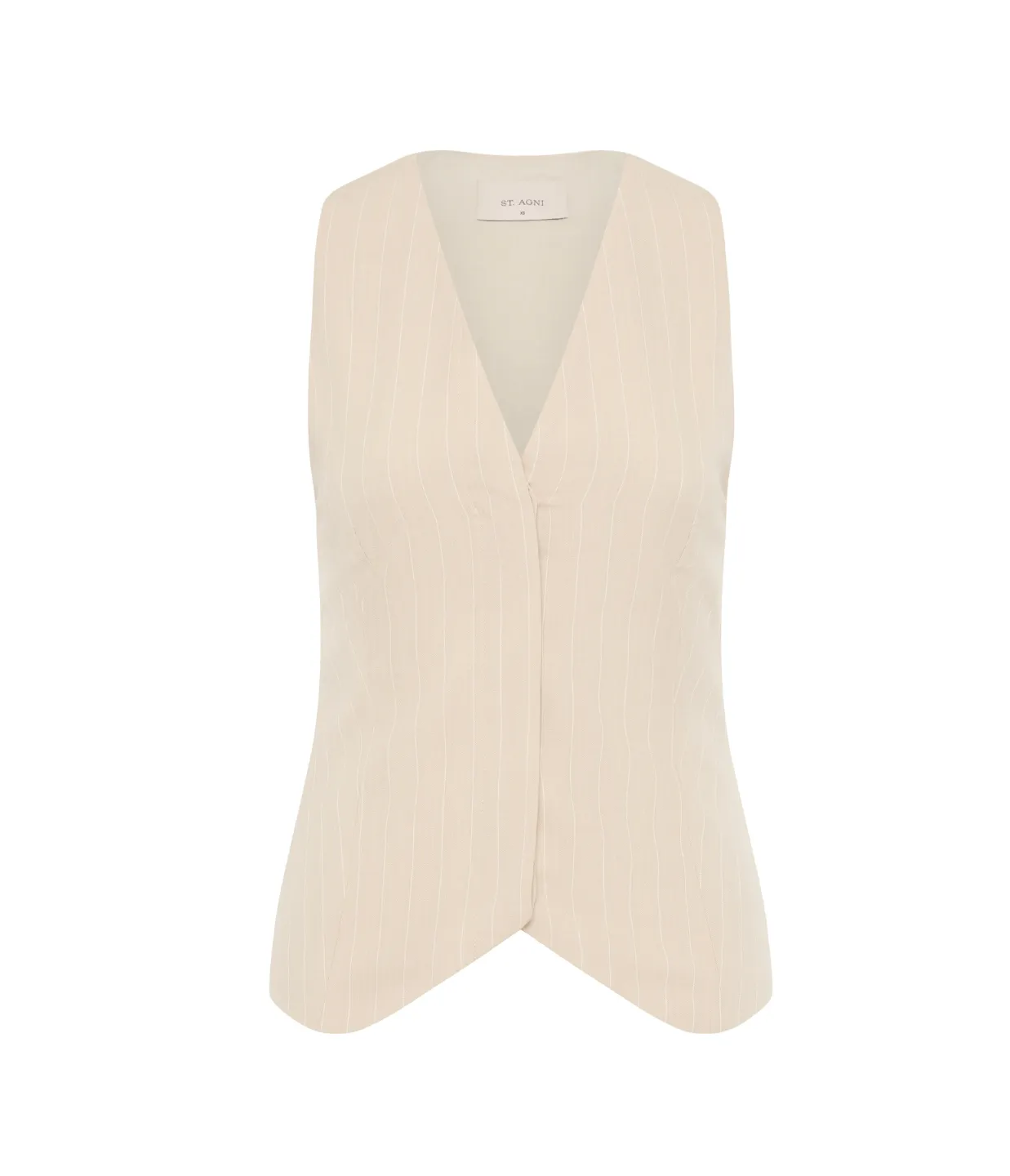 Pinstripe Wool Vest in Latte