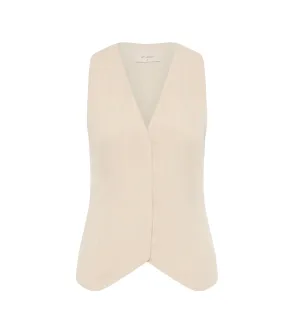 Pinstripe Wool Vest in Latte