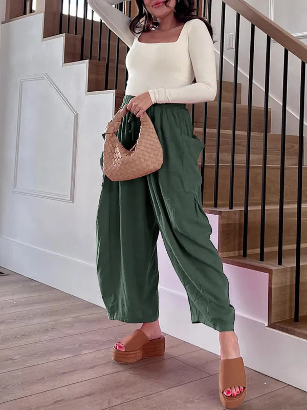 Pleated high waist wide leg pants