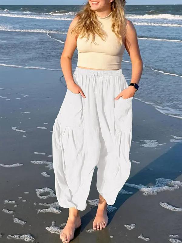 Pleated high waist wide leg pants