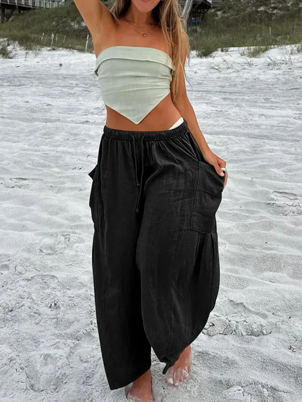 Pleated high waist wide leg pants