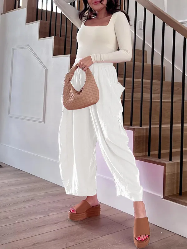 Pleated high waist wide leg pants