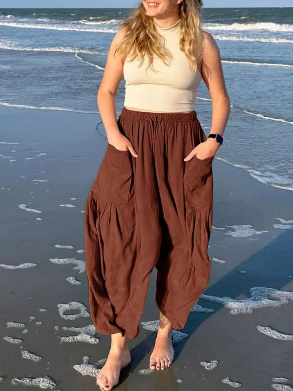 Pleated high waist wide leg pants