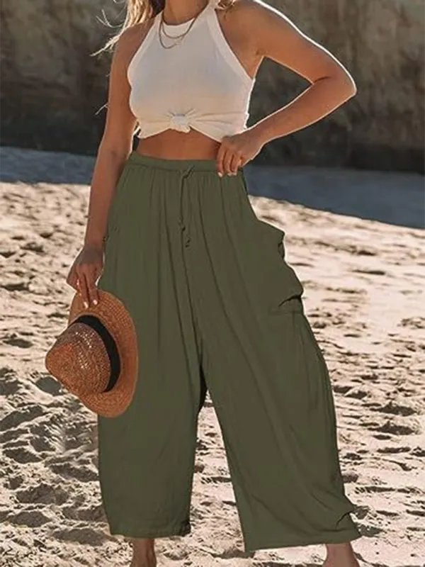 Pleated high waist wide leg pants