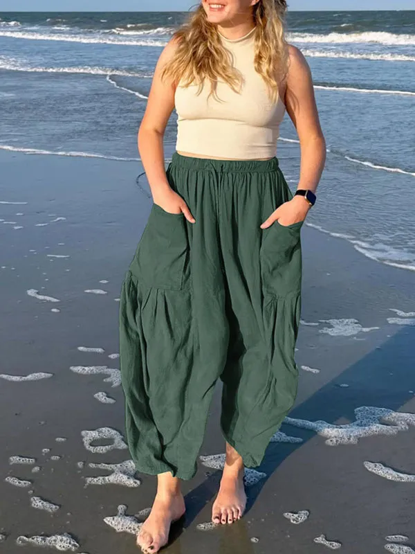 Pleated high waist wide leg pants