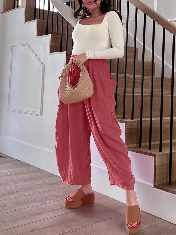 Pleated high waist wide leg pants