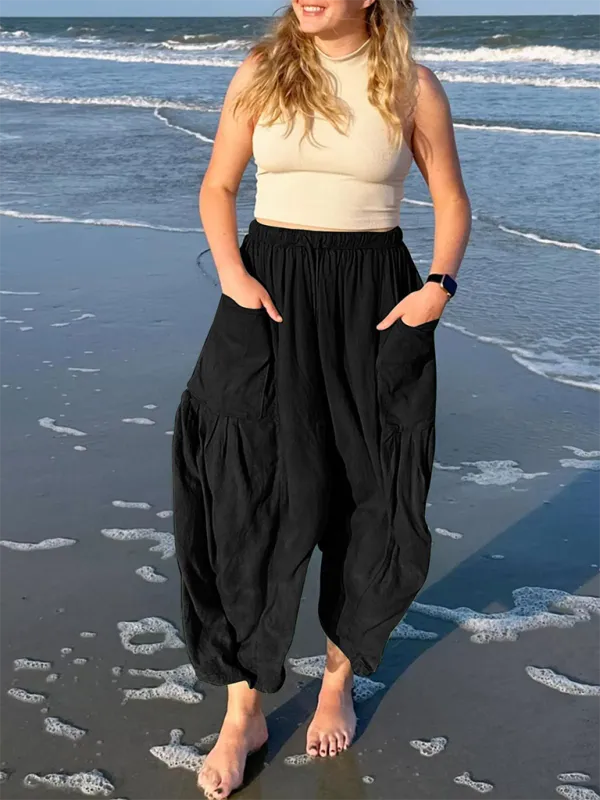 Pleated high waist wide leg pants
