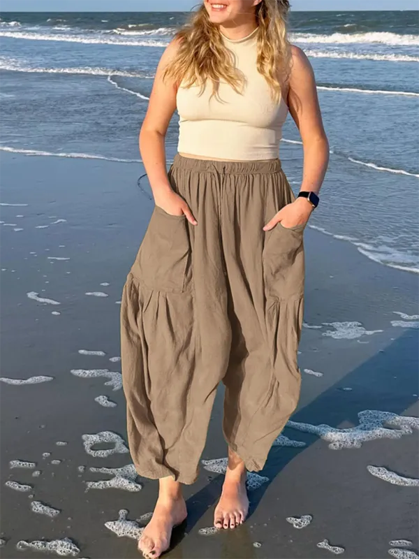 Pleated high waist wide leg pants