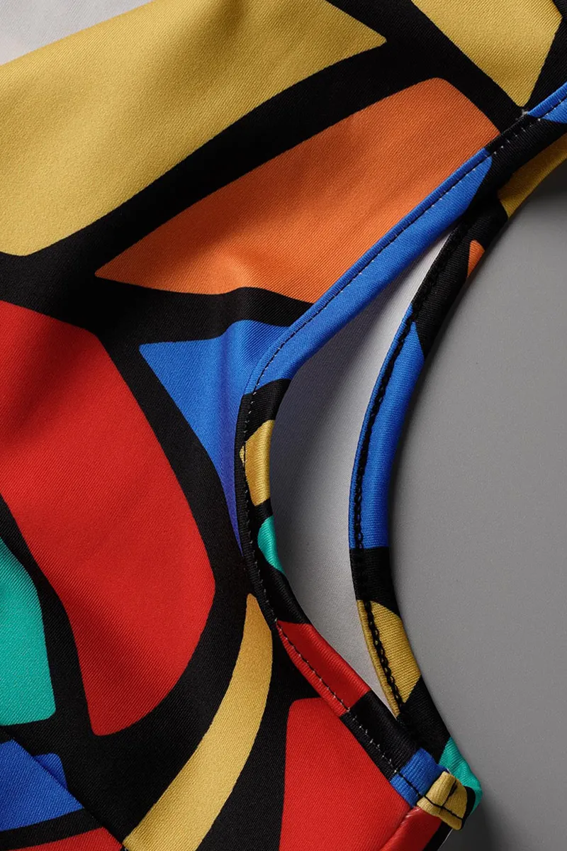 Print Split Joint O Neck Pencil Skirt Dresses