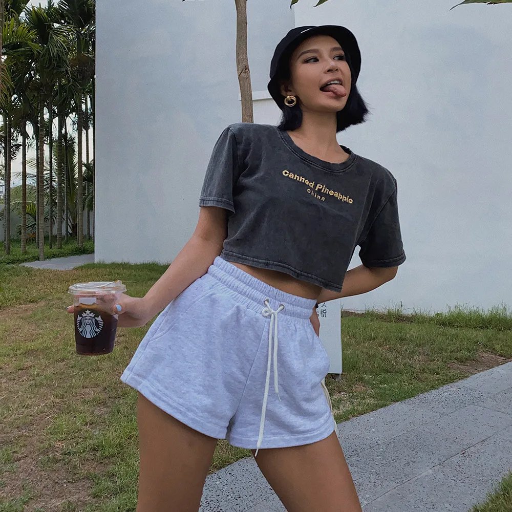 Pure cotton outer wear running gray sports shorts women