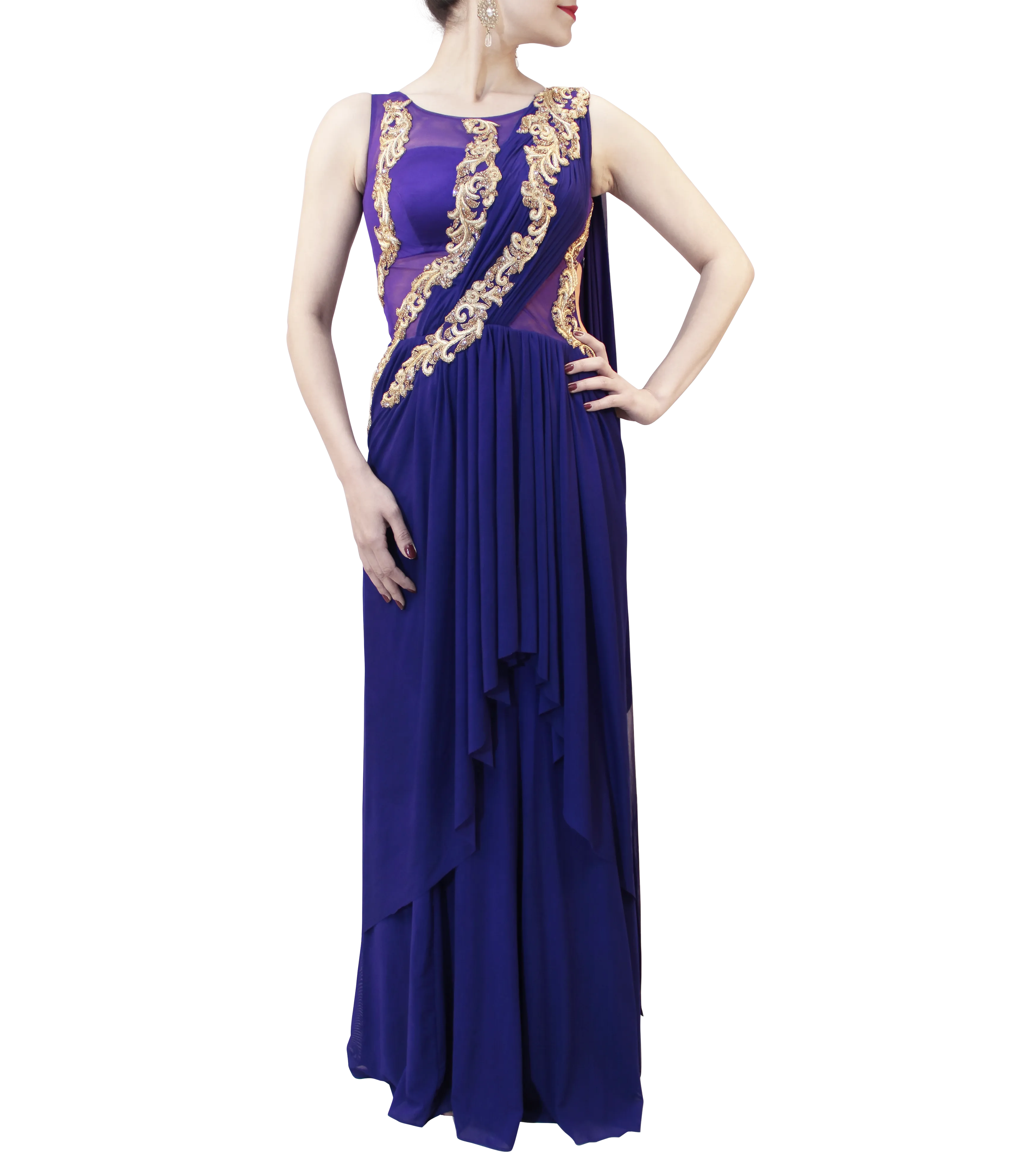 PURPLE SAREE GOWN