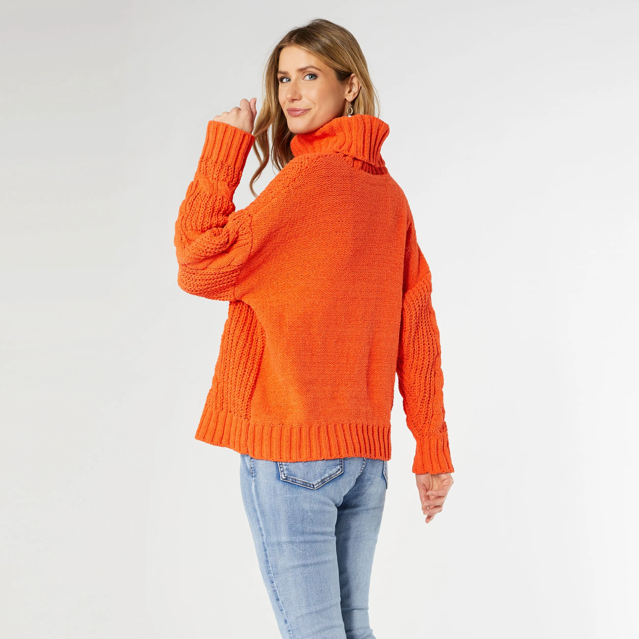 Roux Chunky Knit Turtleneck Sweater - Pumpkin - Final Sale