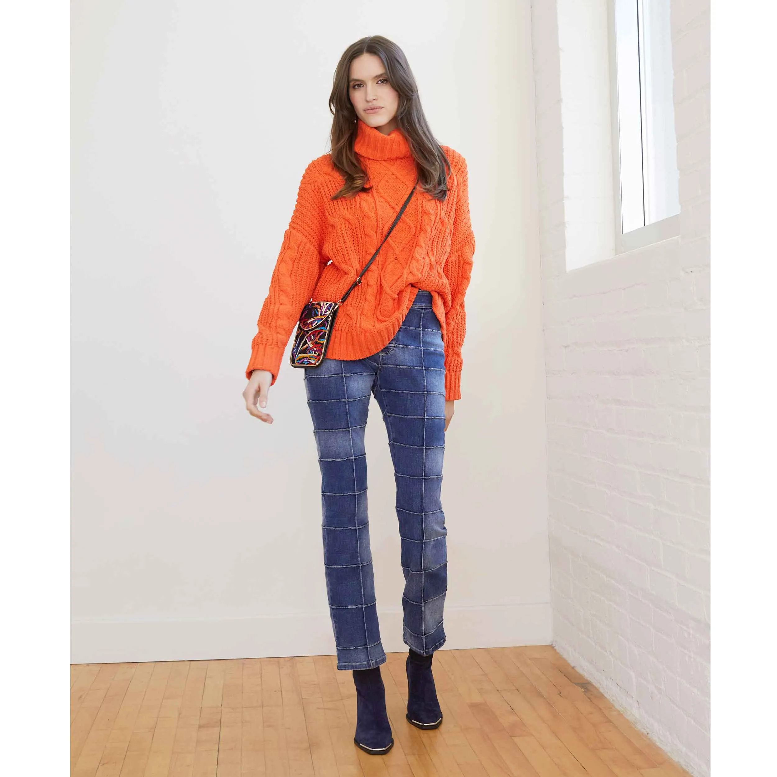 Roux Chunky Knit Turtleneck Sweater - Pumpkin - Final Sale