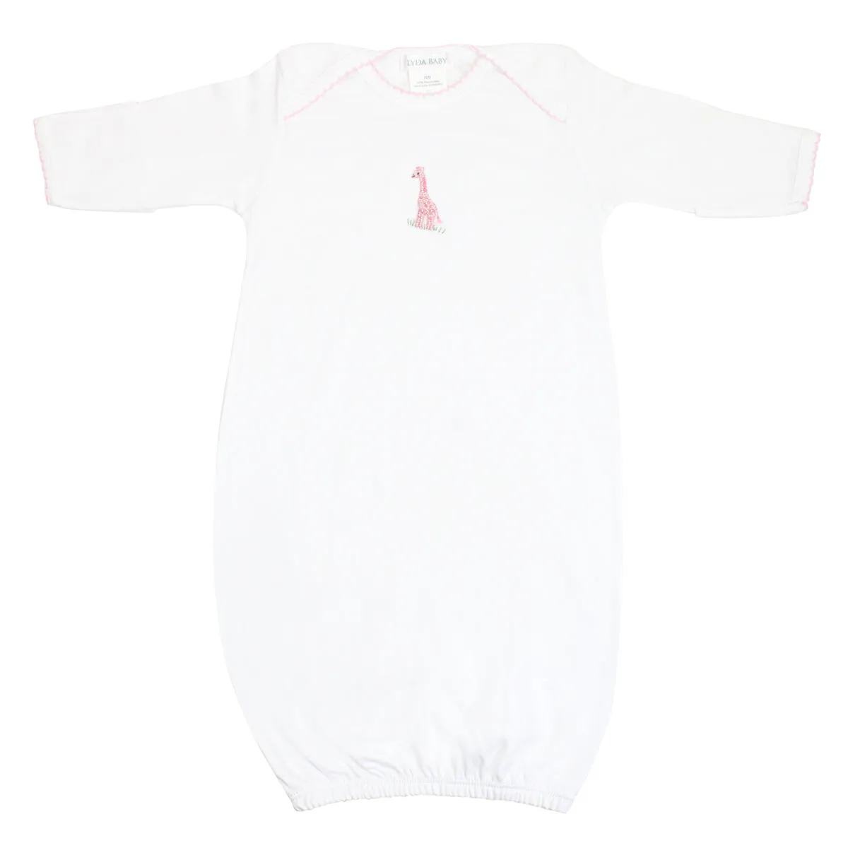 Safari Pink Animals Embroidery Gown | Baby Girl