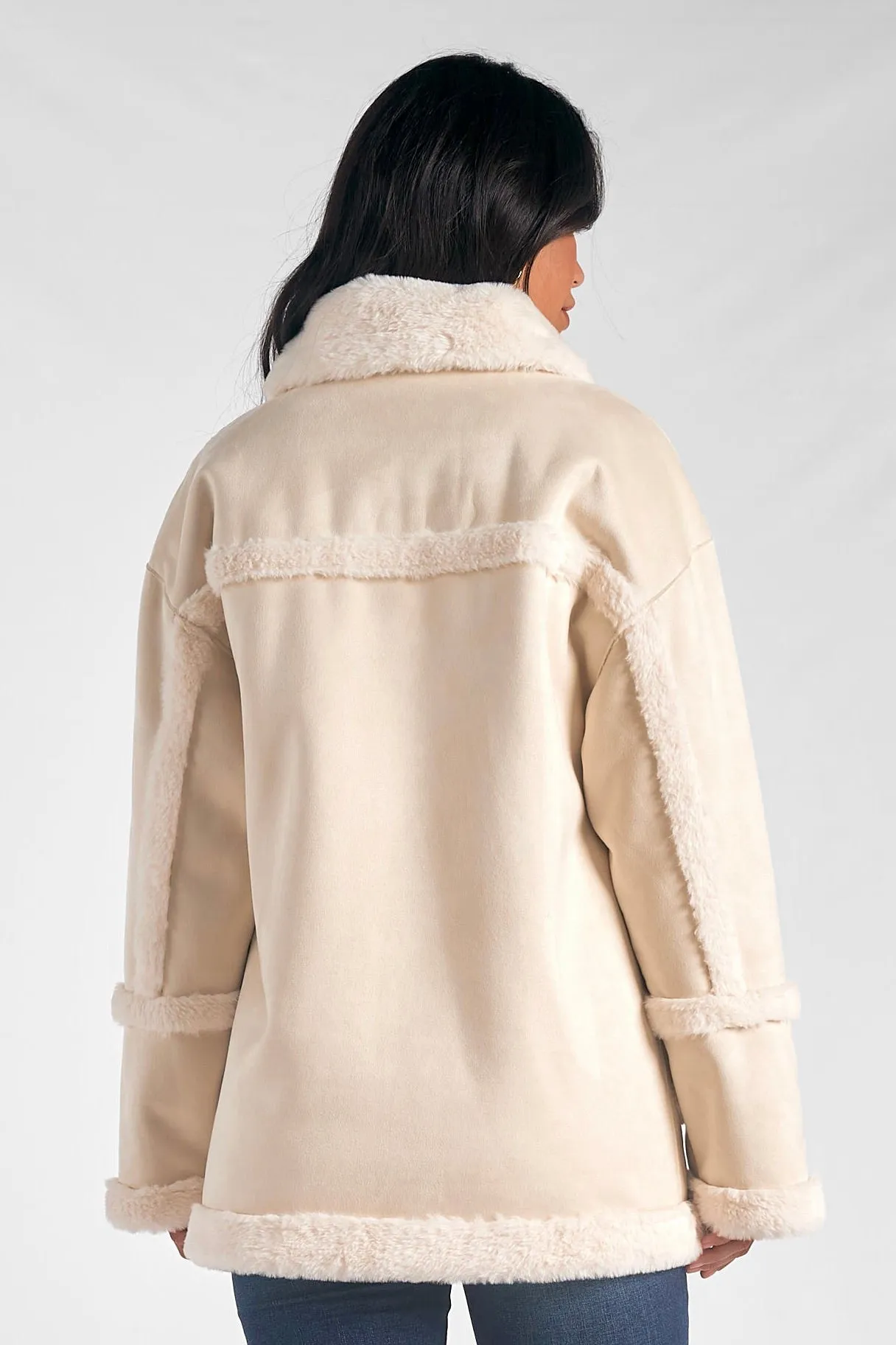 Sherpa Accented Coat - Ivory
