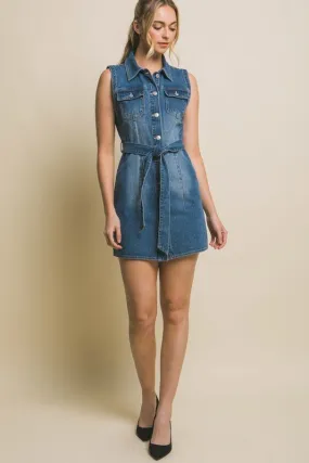 Sleeveless denim dress