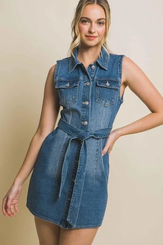 Sleeveless denim dress