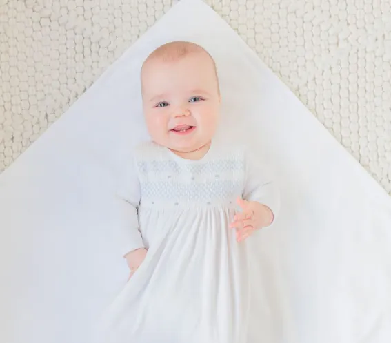 Smocked Bullion Gown W/Hat - FS222