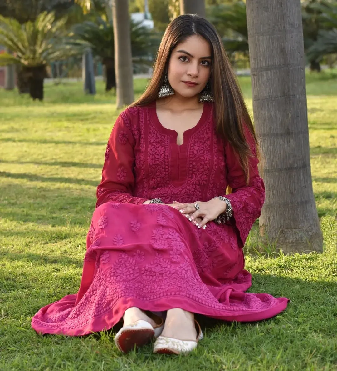 Sneh Premium Viscose Chikankari Gown