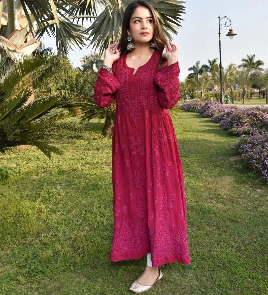 Sneh Premium Viscose Chikankari Gown