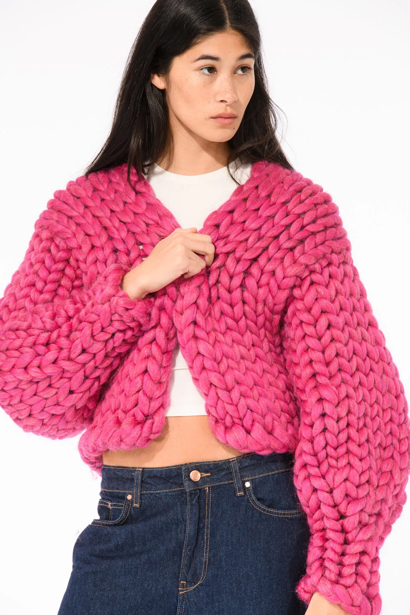 Sparkle Pink Colossal Knit Cardigan