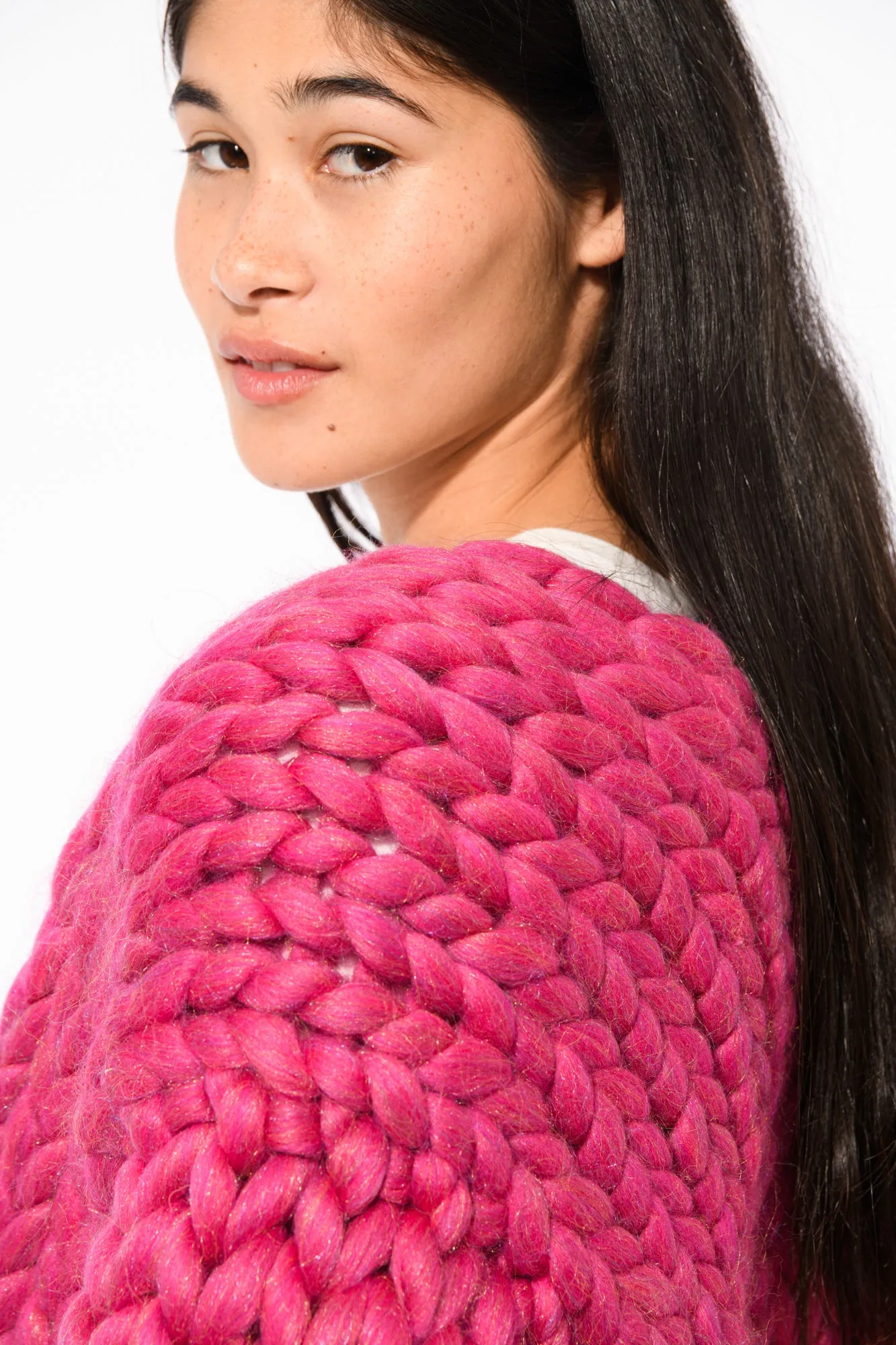 Sparkle Pink Colossal Knit Cardigan