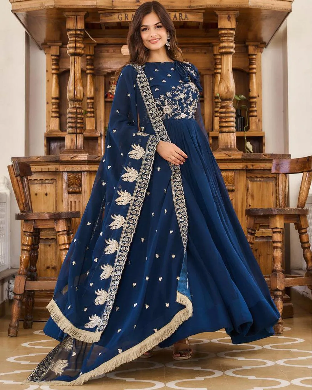 Special Georgette Long Gown and Dupatta set