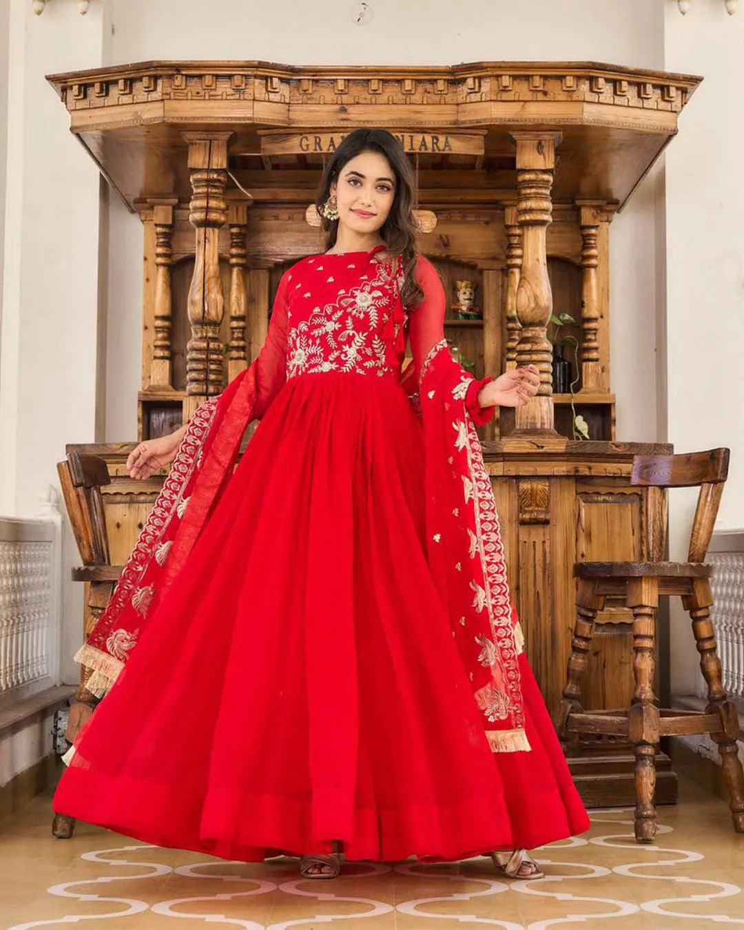 Special Georgette Long Gown and Dupatta set