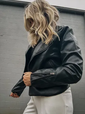  Faux Leather Moto Biker Jacket