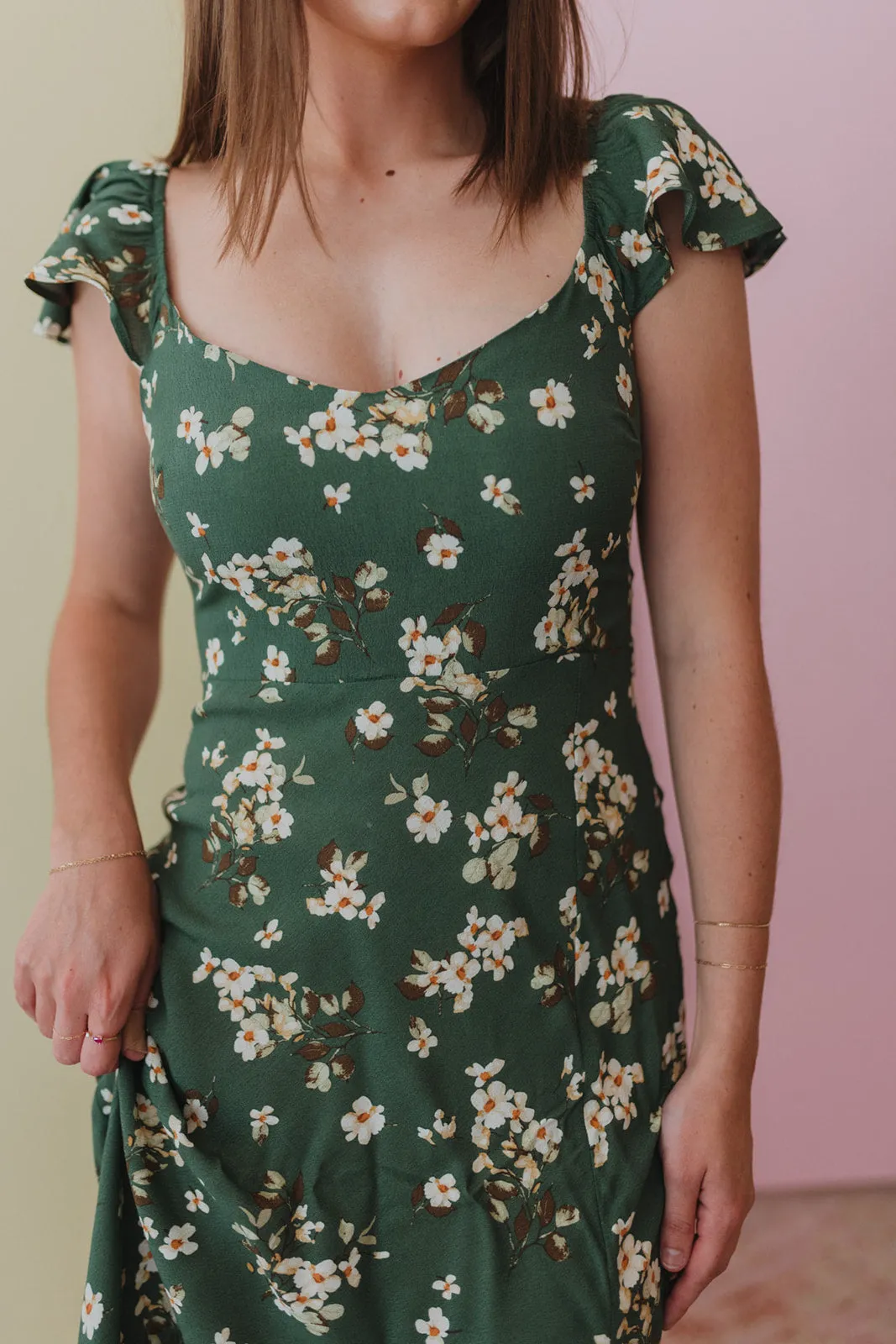 Sunny Meadows Hunter Green Midi Dress