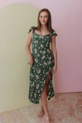 Sunny Meadows Hunter Green Midi Dress