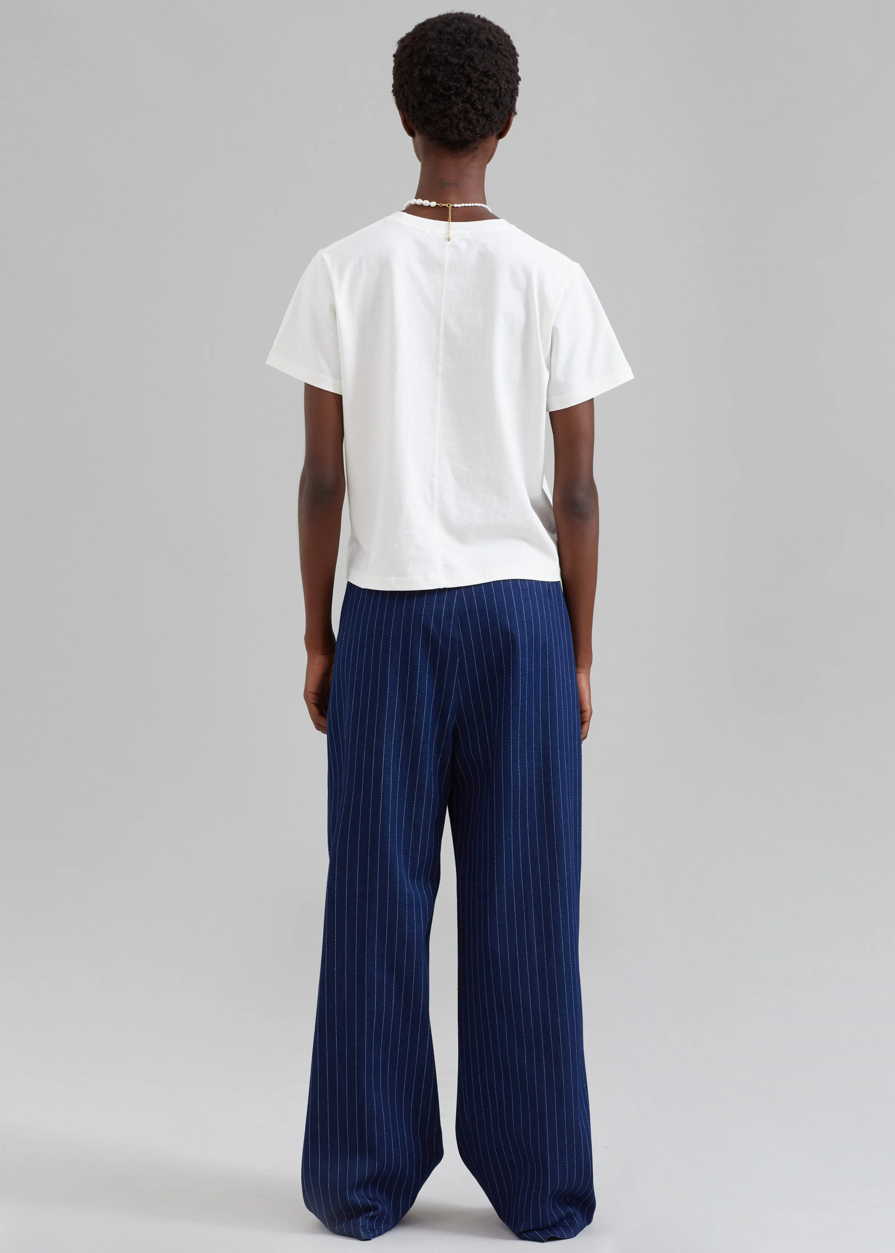 Tansy Denim Pants - Navy Pinstripe