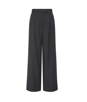 The Clemence Trousers Charcoal Pinstripe