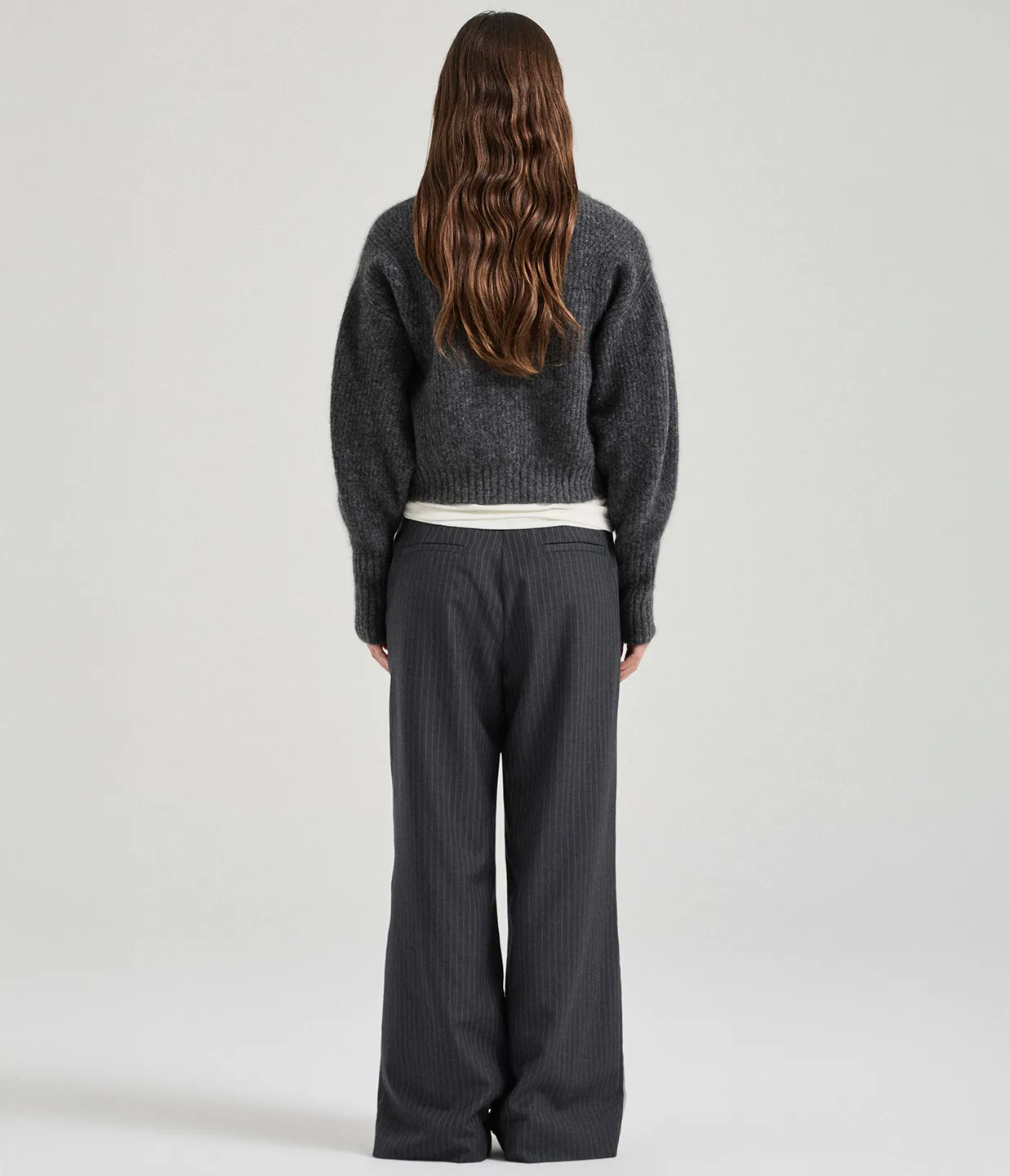 The Clemence Trousers Charcoal Pinstripe