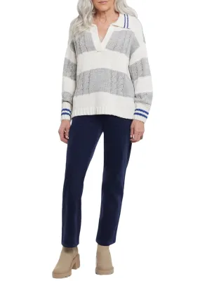 Tribal Long Sleeve Polo Sweater w/ Collar 1164O-4492-141 Atlantic - 1 ONLY SIZE LARGE - 20% OFF