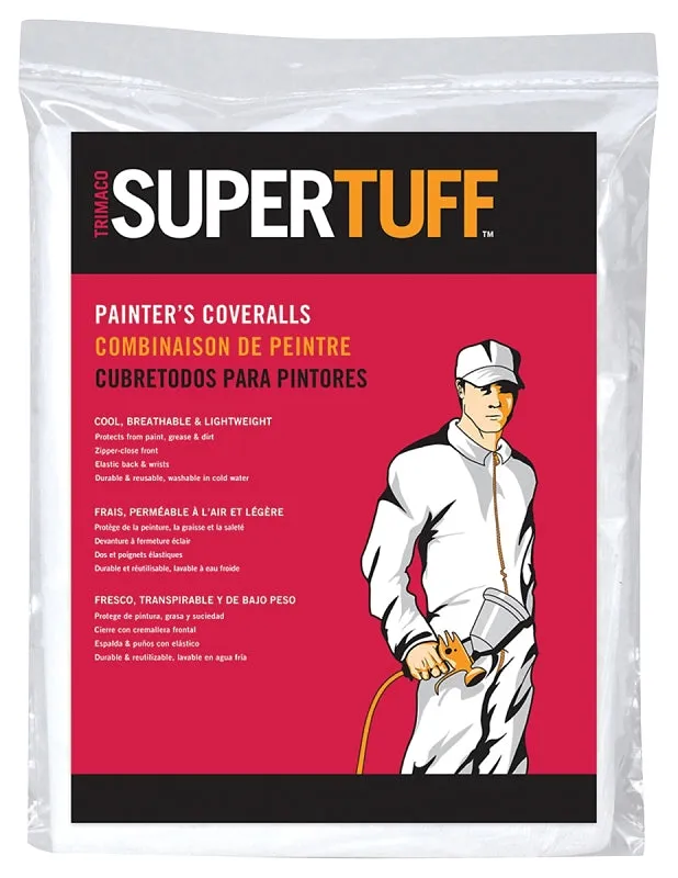 Trimaco 09903 Painter's Coveralls, L, Zipper Closure, Polypropylene, White :PK 1: QUANTITY: 1