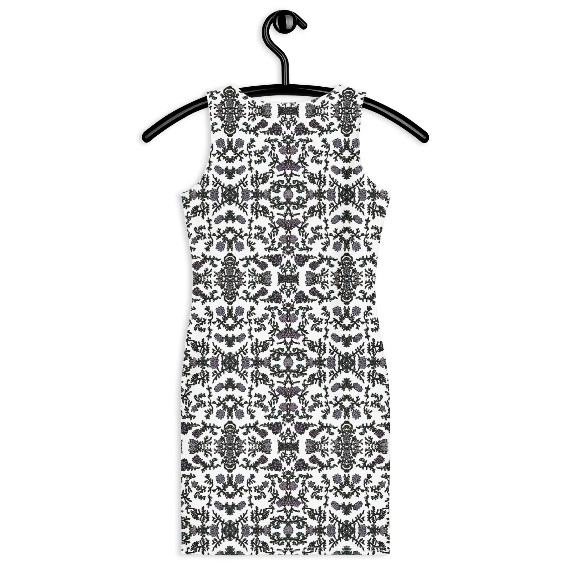 White Floral Print Dress, Flower Print Classic Tank Sleeveless Comfy Dress- Made in USA/EU/MX