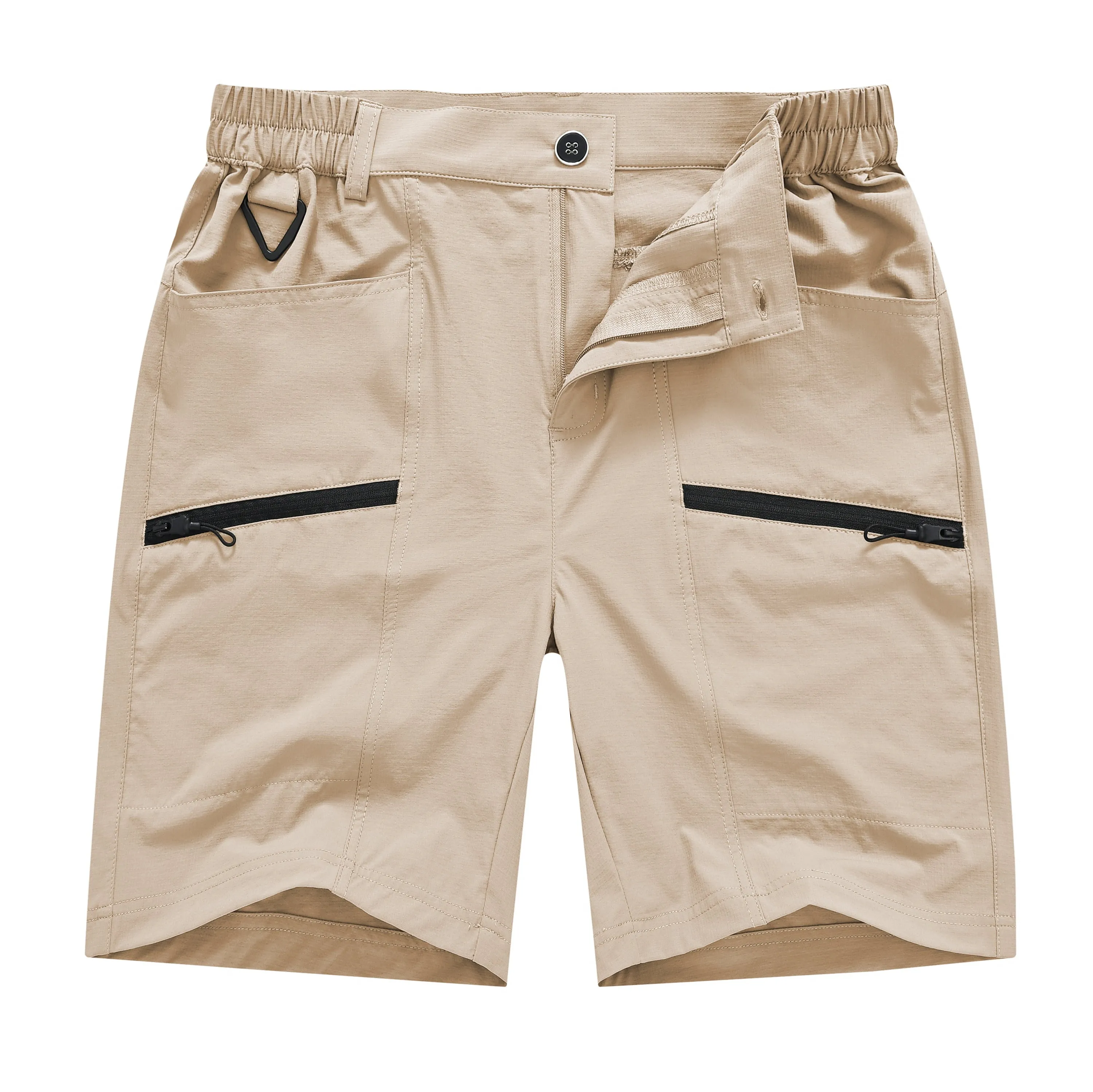 Women's Hiking Cargo Shorts Quick Dry Nylon Shorts Summer Travel Active Golf Shorts with 6 Pockets Water Resistant Light Khaki S